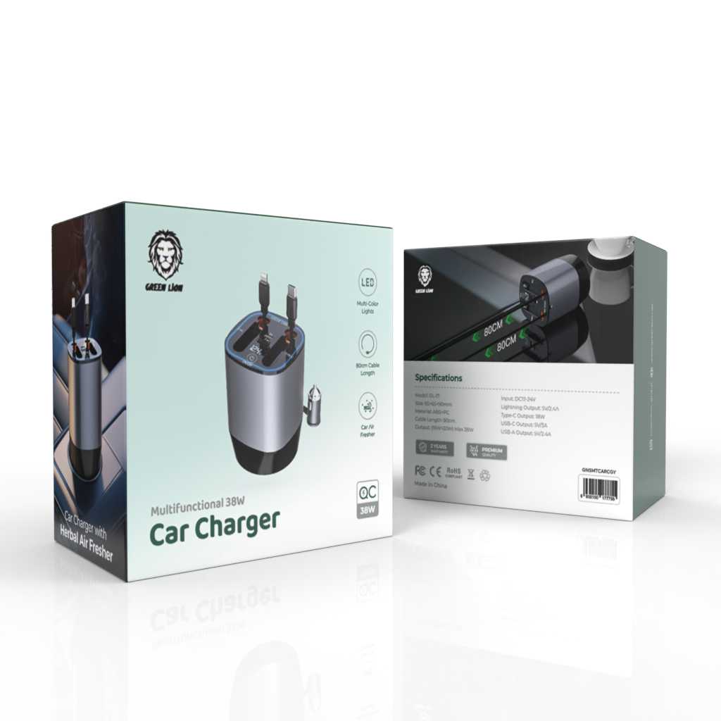 Green Lion 38W Multifunctional Car Charger gamingstore Green Lion 38W Multifunctional Car Charger gamingstore